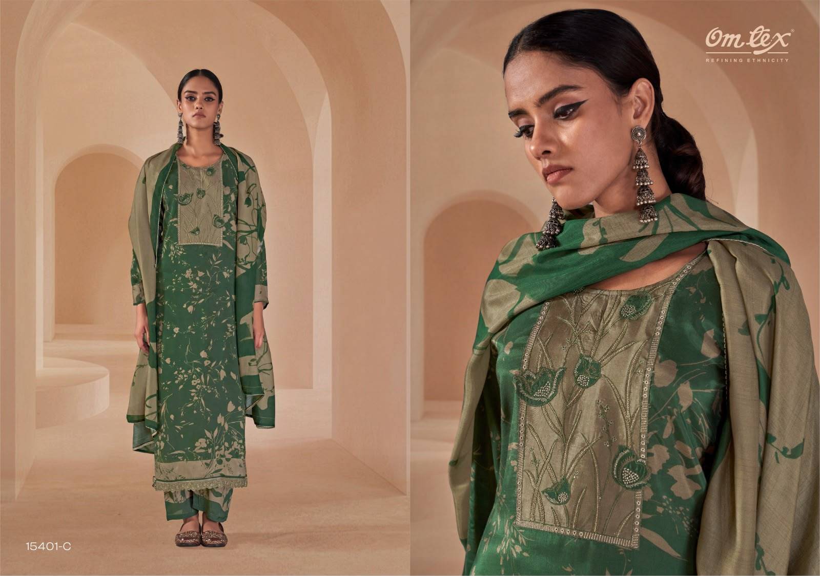 SHAHIRA By Om Tex 15401 Series Beautiful Festive Suits Stylish Colorful Fancy Casual Wear & Ethnic Wear Muslin Silk Dresses At Wholesale Price